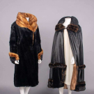 ONE SHEARED BEAVER COAT &amp; ONE BLACK SILK SATIN EVENING CAPE, LATE 1910-1930