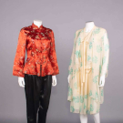 EXPORT PAJAMAS &amp; SILK CREPE GARDEN PARTY DRESS, c. 1924 &amp; 1940s