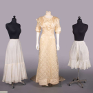 SILK SATIN &amp; LACE WEDDING GOWN WITH UNDERGARMENTS, 1910