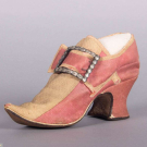 CALAMANCO LATCHET SHOE, ENGLAND, 1725-1730