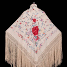 HAND EMBROIDERED SILK CANTON SHAWL, 1915-1920