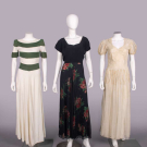 THREE EVENING OR PARTY DRESSES, EARLY 1940s
