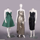 SILK DESIGNER PARTY OR EVENING DRESSES, USA, 1980s