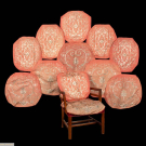 SIX SETS OF EMBROIDERED SILK FAILLE CHAIR COVERS, ITALY, 1828-1835