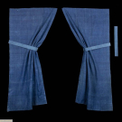 BROOKLYN MUSEUM PERIOD ROOMS INDIGO DYED CURTAINS, ORIGINALLY 18TH C
