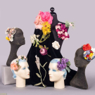  GENEROUS LOT OF CLOTH OR WOOD FIBER FLOWERS, 1930-1960s