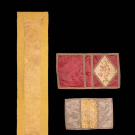 PRINTED SILK RUNNER, DAMASK BOOK COVER &amp; MAT, EUROPE, 18TH-19TH C