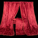 THREE PAIR OF PATTERNED RED SILK CURTAINS, USA, 1860s