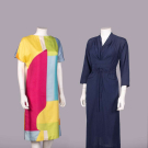 TEAL TRAINA &amp; UNLABELED CLAIRE MCCARDELL DAY DRESSES, USA, 1950-1960s