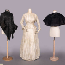 BEADED DOLMAN, COTTON DAY DRESS &amp; SILK CAPELET, 1885-1898