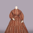 PAISELY STRIPED COTTON AT-HOME DRESS, 1860s