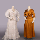 NET LINGERIE GOWN &amp; SILK SATIN DAY DRESS, c. 1904 &amp; c. 1914