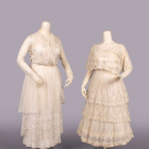 TWO EMBODIERED COTTON TULLE LINGERIE DRESSES, 1915-1918