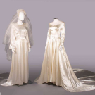 TWO SATIN WEDDING GOWNS, 1940-1950