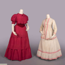 ONE SILK DINNER DRESS &amp; COTTON DAY DRESS, 1884-1900