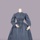 PRINTED COTTON DAY DRESS, LATE 1850s
