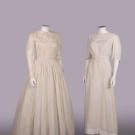 ONE DOTTED SWISS GOWN &amp; ONE LINEN LINGERIE DRESS, c. 1940 &amp; c. 1910
