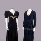 SILK VELVET EVENING GOWN &amp; VELVETEEN DAY DRESS, USA, c. 1940 &amp; c. 1915