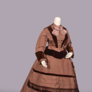 SILK FAILLE &amp; VELVET DAY DRESS, c. 1870