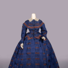 PATTERNED SILK AFTERNOON DRESS, c. 1854