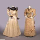 TWO SILK &amp; ORGANZA EVENING GOWNS, c. 1890 &amp; c.1898