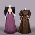 TWO VELVET OR BOMBAZINE DAY DRESSES, c. 1891-1896