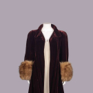 VELVET SWING COAT W/ FOX FUR TRIM, 1930s