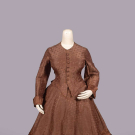PATTERNED SILK DAY DRESS, c. 1870