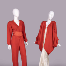 RED CASHMERE JUMPSUIT &amp; COCOON WRAP, USA, C. 1980-1982