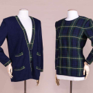 VALENTINO TARTAN CASHMERE BLEND TWINSET, 1980s