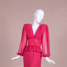 CORAL CHIFFON COCKTAIL DRESS, 1980s