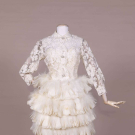 FAUST ARCE WHITE LACE &amp; FEATHER PARTY DRESS, 1950s