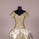 JESSICA MCCLINTOCK GOLD LAME’ &amp; SEQUIN PARTY DRESS, 1980s
