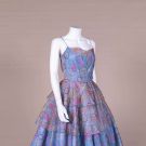 TIERED FLORAL ORGANZA PARTY DRESS, 1970s
