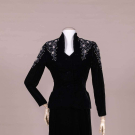 BLACK VELVET BEADED 2-PC DINNER DRESS, 1950s
