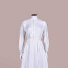 WHITE RIBBED COTTON UNIFORM DRESS, C. 1910s