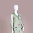 MARY O’DONNELL EMBROIDERED ORGANZA &amp; LINEN DRESS, 1970s