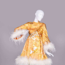 TRAVILLA PARTY DRESS W/ FEATHER TRIM, USA, LATE 1960s
