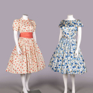 TWO FLORAL SILK DAY DRESSES, 1950s