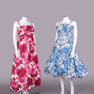 TWO FLORAL SILK PARTY DRESSES, ITALY, 1950s