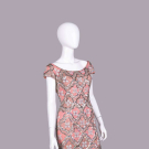 EMBELLISHED CORAL SHEATH DRESS, C. 1960