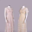 TWO COTTON &amp; LACE LINGERIE DRESSES W/ PASTEL SLIPS, 1908 - 1910