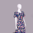 SILK CREPE PRINTED FLORAL PARTY DRESS, 1930s