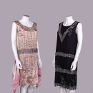 TWO RHINESTONE OR BEAD EMBELLISHED PARTY DRESSES, C. 1925 &amp; C. 1928