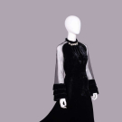 SILK VELVET &amp; NET EVENING GOWN, MID 1930s