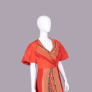 SCARLET TAFFETA &amp; PATTERNED SILK HOSTESS PAJAMAS, 1933-1935