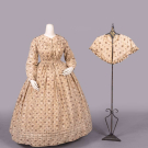 PRINTED COTTON MATERNITY DRESS &amp; PELERINE, C. 1850
