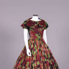 GALANOS ROSE PRINT CHIFFON DRESS, USA, MID-1950s