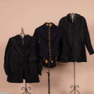 THREE ANTIQUE BLACK BODICES, 1880s - 1900s