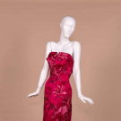 I. MAGNIN FUCHSIA BROCADE PARTY DRESS, 1950s